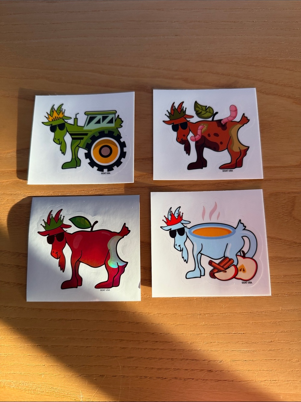 Colorful Fruit Goat USS Sticker Pack - Red, Green, Brown, White